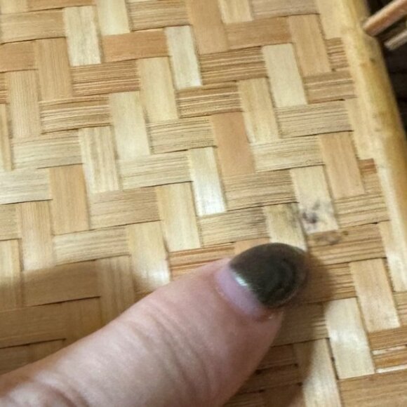 Vintage Wicker & Bamboo Serving Trays  Tiki Bar Set of 2 - Picture 7 of 8